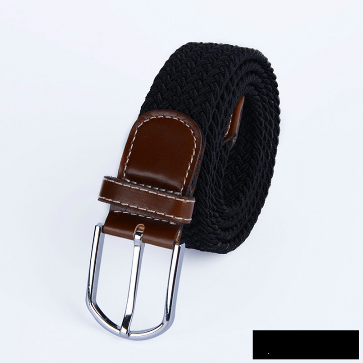 Men's canvas knitted waistband no holes elastic braided elastic belt pin leisurefashion wide women