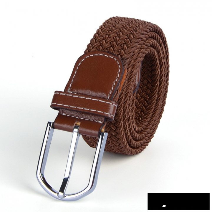 Men's canvas knitted waistband no holes elastic braided elastic belt pin leisurefashion wide women