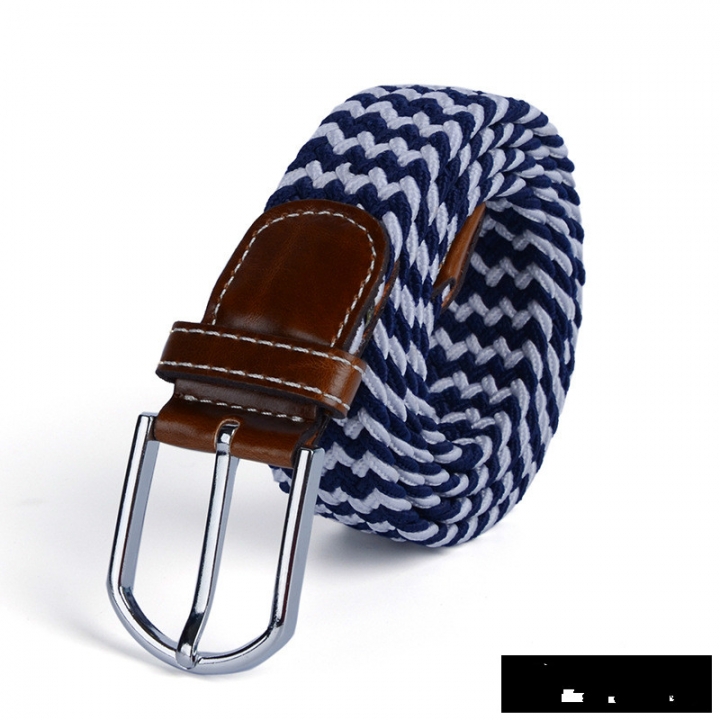 Men's canvas knitted waistband no holes elastic braided elastic belt pin leisurefashion wide women