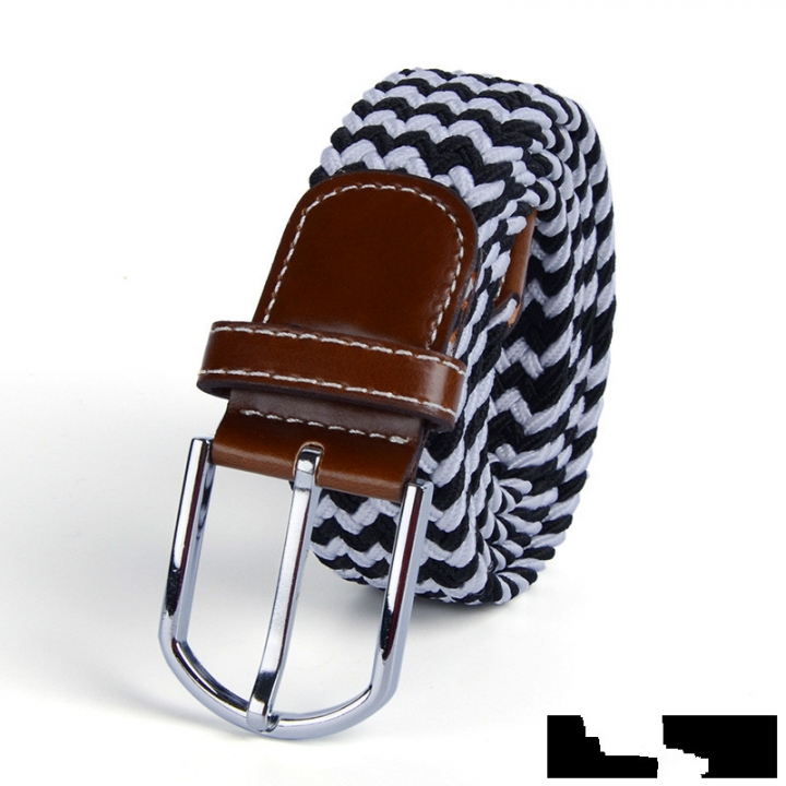 Men's canvas knitted waistband no holes elastic braided elastic belt pin leisurefashion wide women