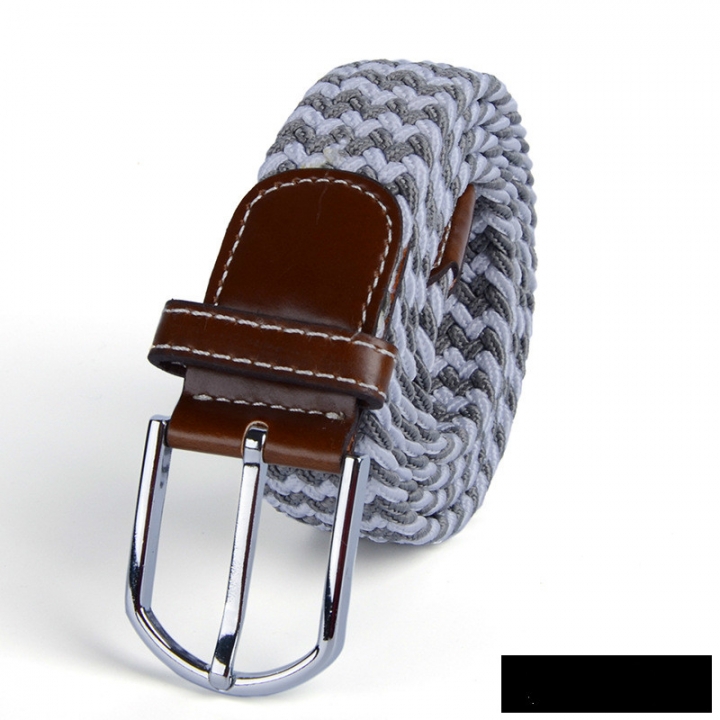 Men's canvas knitted waistband no holes elastic braided elastic belt pin leisurefashion wide women