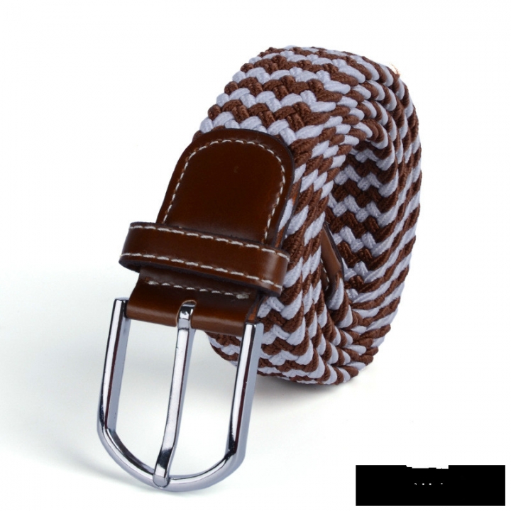 Men's canvas knitted waistband no holes elastic braided elastic belt pin leisurefashion wide women