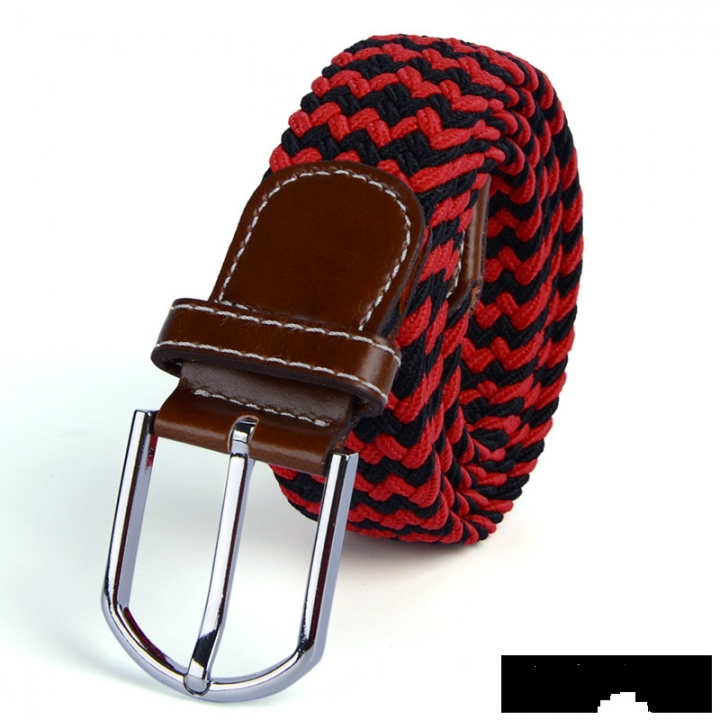 Men's canvas knitted waistband no holes elastic braided elastic belt pin leisurefashion wide women