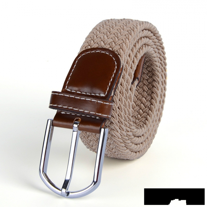 Men's canvas knitted waistband no holes elastic braided elastic belt pin leisurefashion wide women