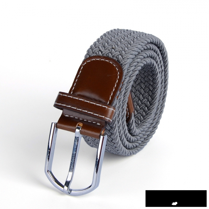 Men's canvas knitted waistband no holes elastic braided elastic belt pin leisurefashion wide women