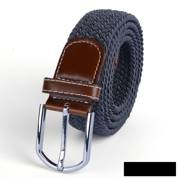 Men's canvas knitted waistband no holes elastic braided elastic belt pin leisurefashion wide women