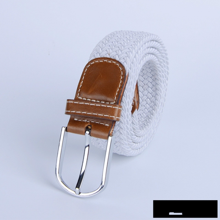 Men's canvas knitted waistband no holes elastic braided elastic belt pin leisurefashion wide women