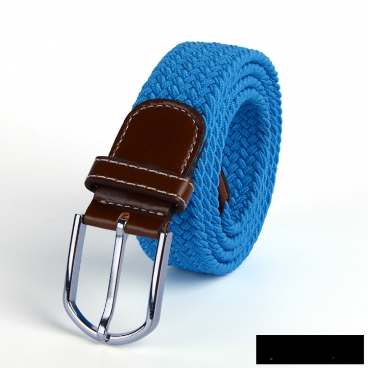 Men's canvas knitted waistband no holes elastic braided elastic belt pin leisurefashion wide women