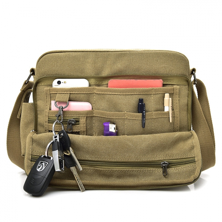 canvas bag, men's bag shoulder bag men's leisure bag, Korean version satchel multi-function iPad