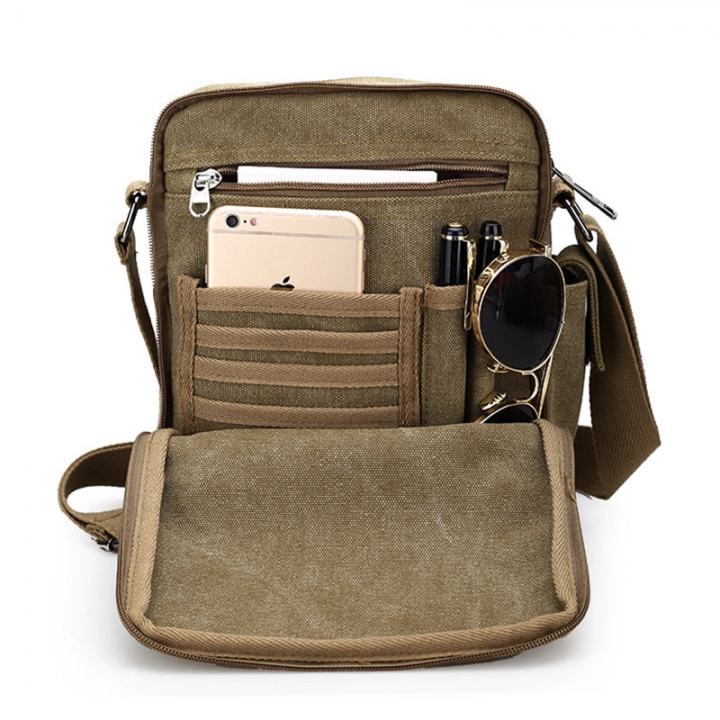 New Retro canvas men's bag men's leisure bag multi function men's single shoulder bag D6663-S