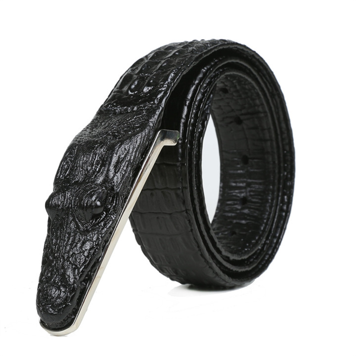 Crocodile pattern belt, men's leisure leather belt