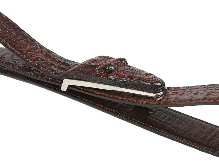 Crocodile pattern belt, men's leisure leather belt