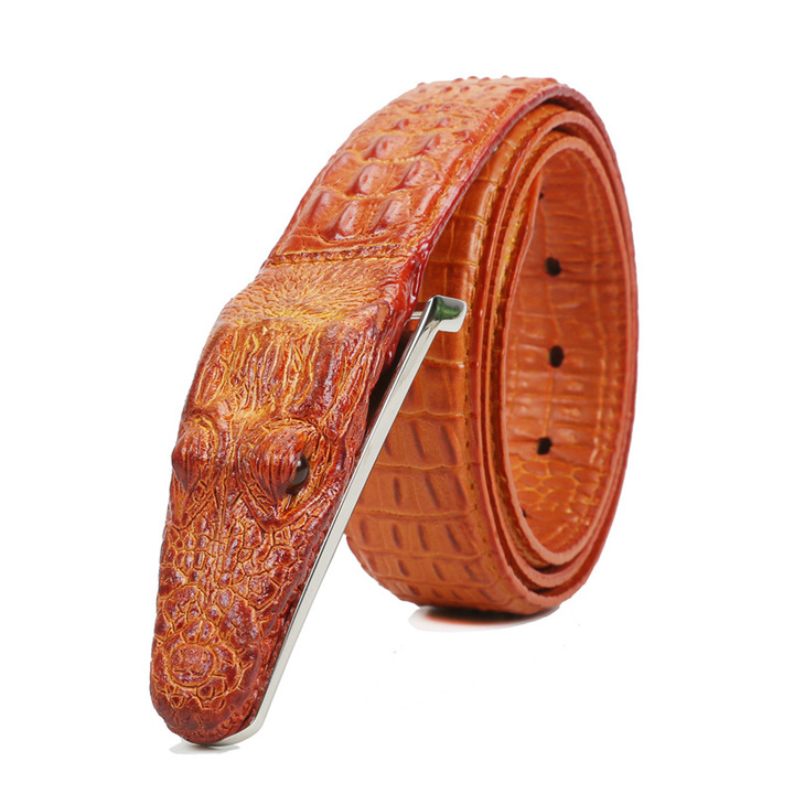 Crocodile pattern belt, men's leisure leather belt