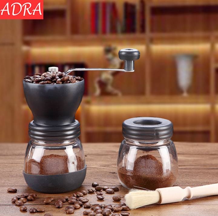 ADRA Conical Burr Mill Manual Spice Herbs Hand Grinding Machine Coffee Bean Grinder with Seal Pot