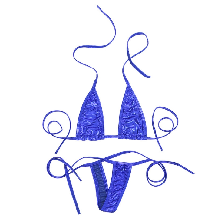 Three Point Faux Leather Sexy Women Costume Temptation Bikini Lingerie Bra Underwear Suit G-String