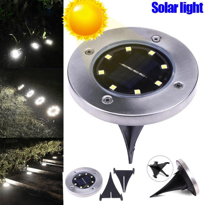 ADRA Waterproof LED Solar Power Buried Light 8 LEDs Ground Lamp Outdoor Path Way Garden Decor