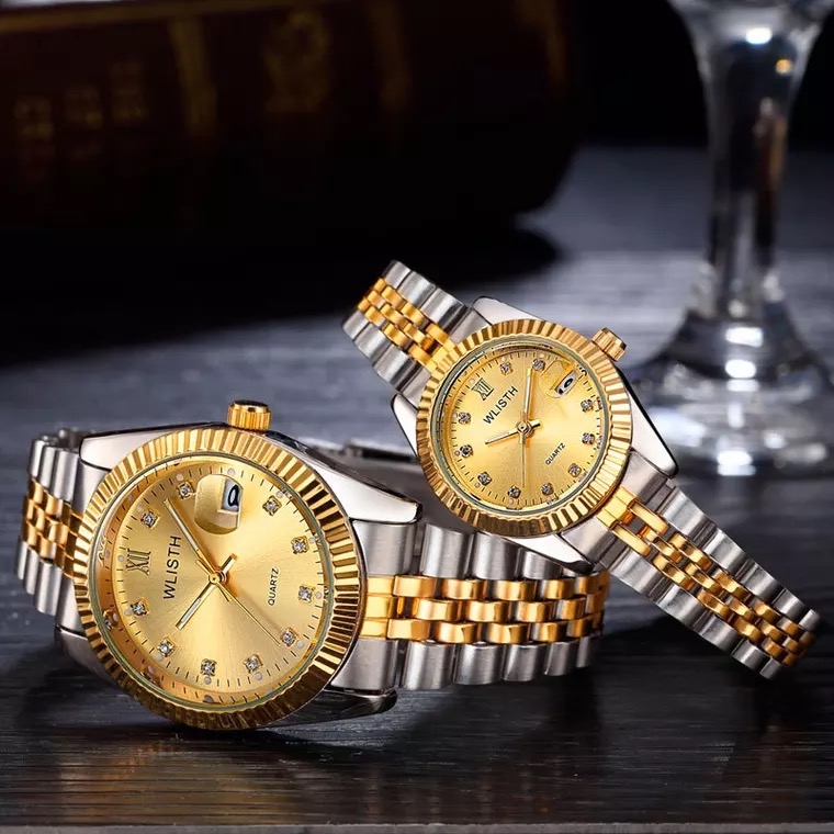 High-End WLIStH Brand 2 PCS Set Couples Wrist Watch Men Women Lovers Waterproof Quartz Wristwatches