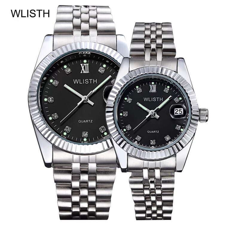 High-End WLIStH Brand 2 PCS Set Couples Wrist Watch Men Women Lovers Waterproof Quartz Wristwatches