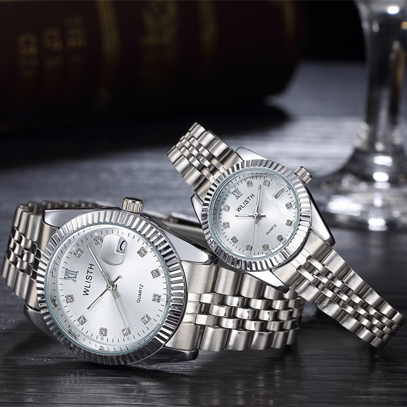 High-End WLIStH Brand 2 PCS Set Couples Wrist Watch Men Women Lovers Waterproof Quartz Wristwatches