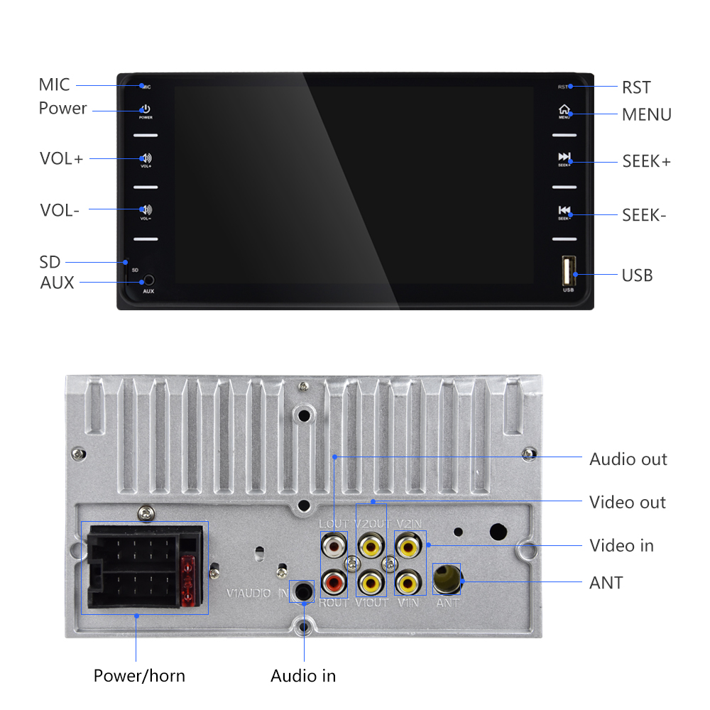 2Din 7"Car Radio Android/IOS MirrorLink Bluetooth USB MP5 Multimedia Player For Toyota Corolla