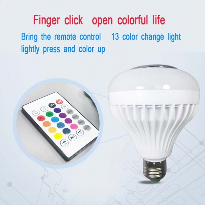 Music wireless remote control seven color stereo RGB bulb lamp speaker systems  loudspeaker sound