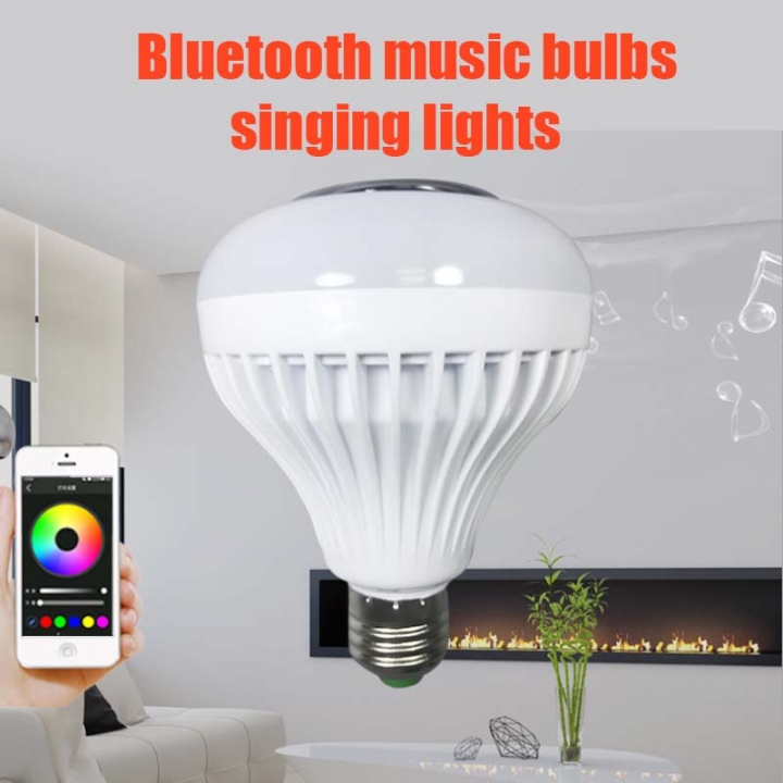 Music wireless remote control seven color stereo RGB bulb lamp speaker systems  loudspeaker sound