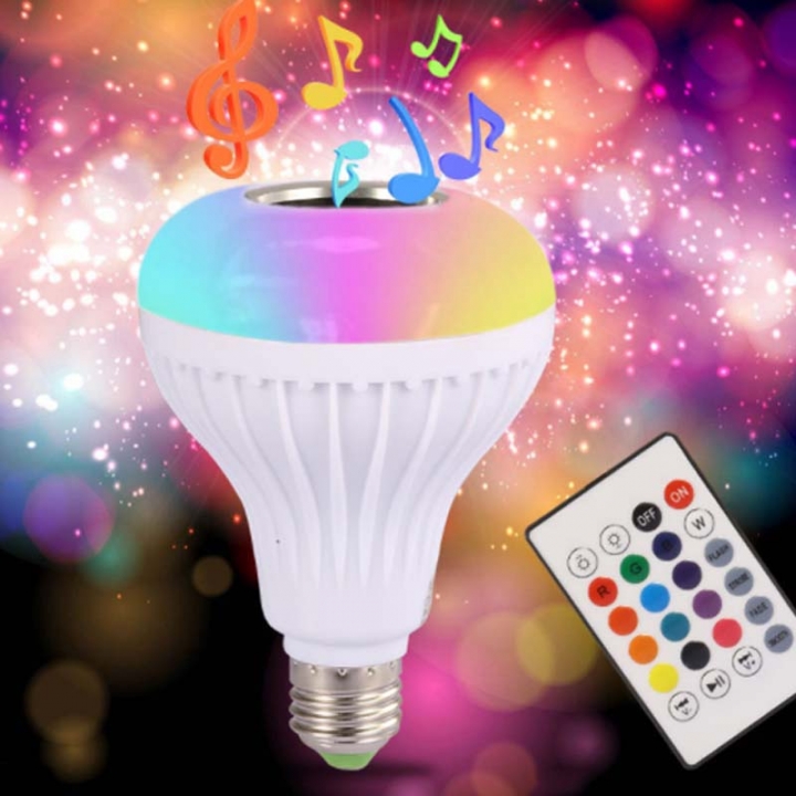 Music wireless remote control seven color stereo RGB bulb lamp speaker systems  loudspeaker sound