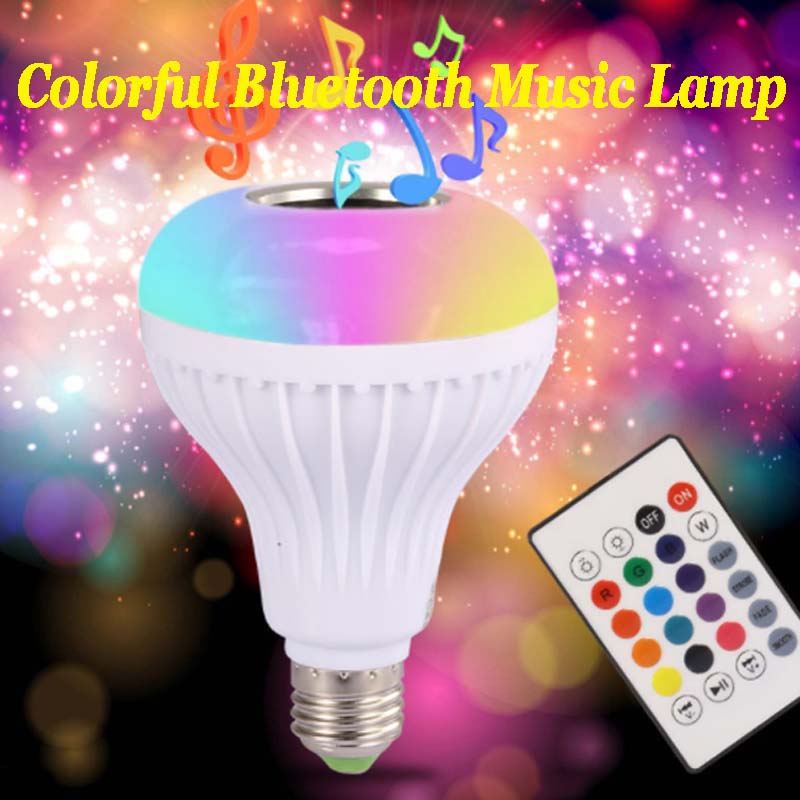 Music wireless remote control seven color stereo RGB bulb lamp speaker systems  loudspeaker sound