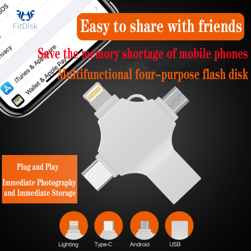 4-in-1 32G 64G 128G USB Flash Drives for Iphones and computers flash drive flash disk flashdrive flashdisk pendrive flash disks flashdrives flashdisks pen drive pendrives  32GB 64GB 128GB