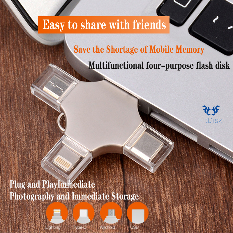 4-in-1 32G 64G 128G USB Flash Drives for Iphones and computers flash drive flash disk flashdrive flashdisk pendrive flash disks flashdrives flashdisks pen drive pendrives  32GB 64GB 128GB