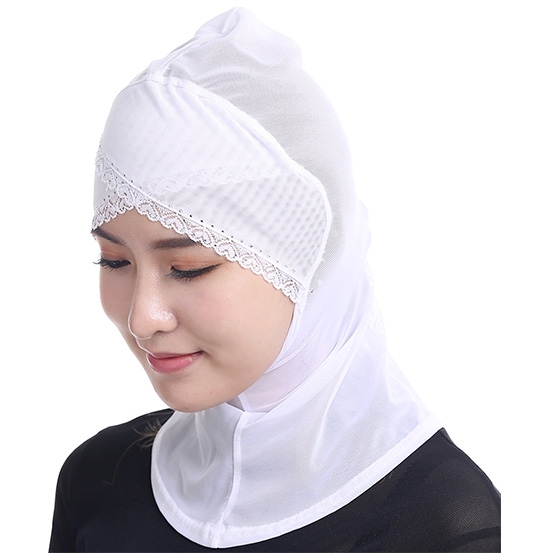 Adjustable Gauze lace Stretch Underscarf  Muslim Women Hijab inner Caps with Hot-fix Rhinestones
