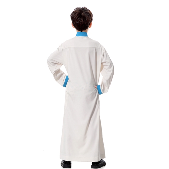 Classical Muslim Kids Boy Robes Long Sleeves Stand collar Thobe clothes