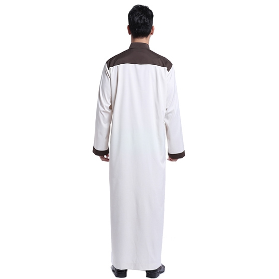 Muslim classical Stand collar Long sleeves Arab Men Thobe Thawb Caftan clothes dress Shirts