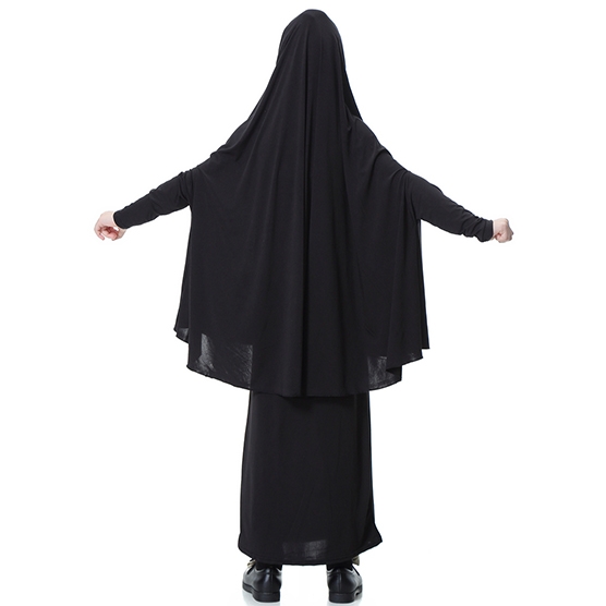 Highly elastic Kids Muslim girl dress Robes Long Bat-Wing Sleeves Straight Skirt Suit clothes Abaya