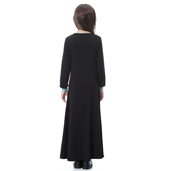 Highly elastic Applique Kids Muslim girl dress Robes Long Sleeves clothes Abaya