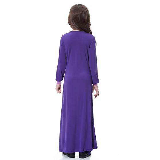 Highly elastic Applique Kids Muslim girl dress Robes Long Sleeves clothes Abaya