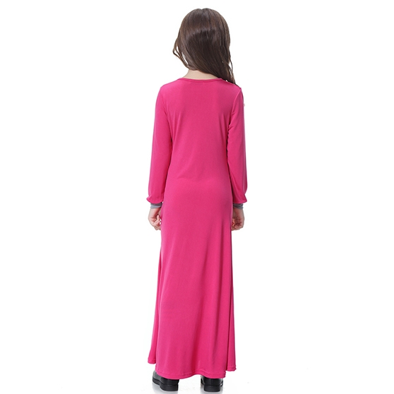 Highly elastic Applique Kids Muslim girl dress Robes Long Sleeves clothes Abaya