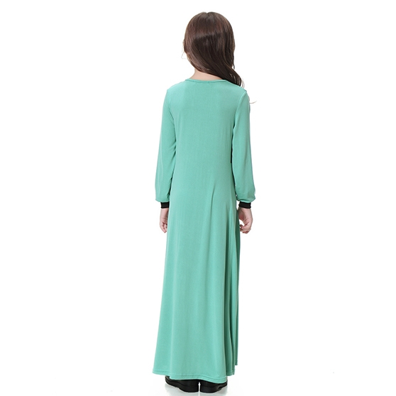 Highly elastic Applique Kids Muslim girl dress Robes Long Sleeves clothes Abaya