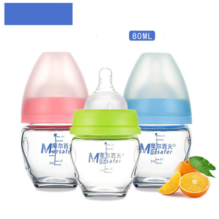 Baby mini glass baby bottles wide bore glass bottle thick glass bottle for mother and baby feeding