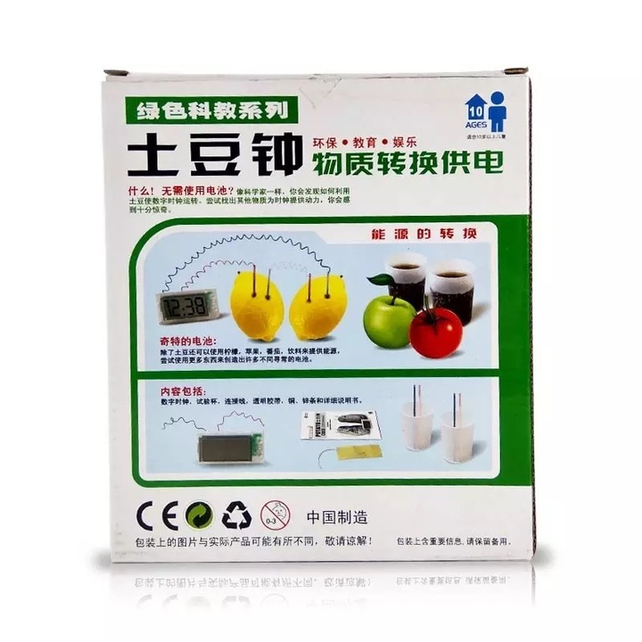 Green power potato power generation digital clock alarm clock creative science and education toys