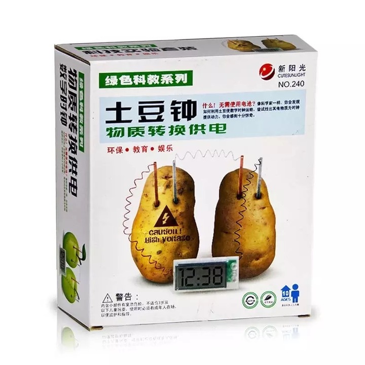 Green power potato power generation digital clock alarm clock creative science and education toys