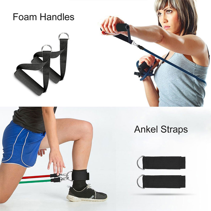 11 PCS Training Resistance Bands Set Fitness Stretch Expander Pull Rope Gym Rubber Workout Equipment