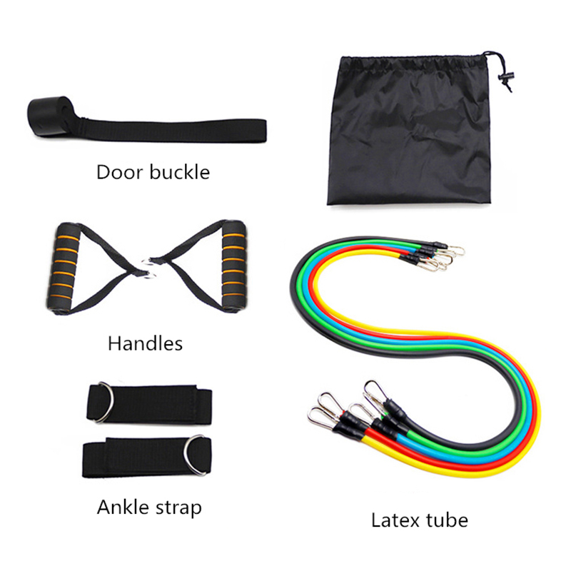 11 PCS Training Resistance Bands Set Fitness Stretch Expander Pull Rope Gym Rubber Workout Equipment