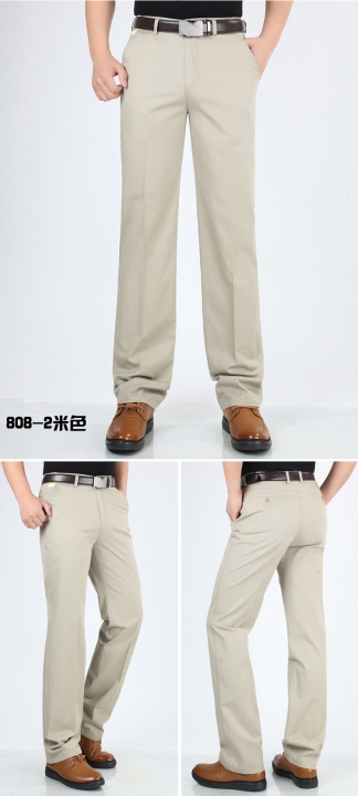style thin men's casual pants high waist cotton men loose straight long suits pants Business leisure