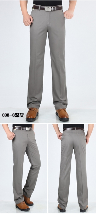 style thin men's casual pants high waist cotton men loose straight long suits pants Business leisure