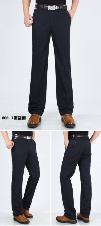 style thin men's casual pants high waist cotton men loose straight long suits pants Business leisure