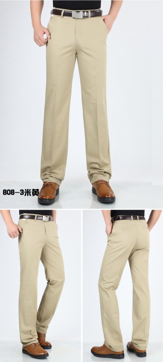 style thin men's casual pants high waist cotton men loose straight long suits pants Business leisure