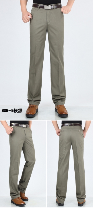 style thin men's casual pants high waist cotton men loose straight long suits pants Business leisure