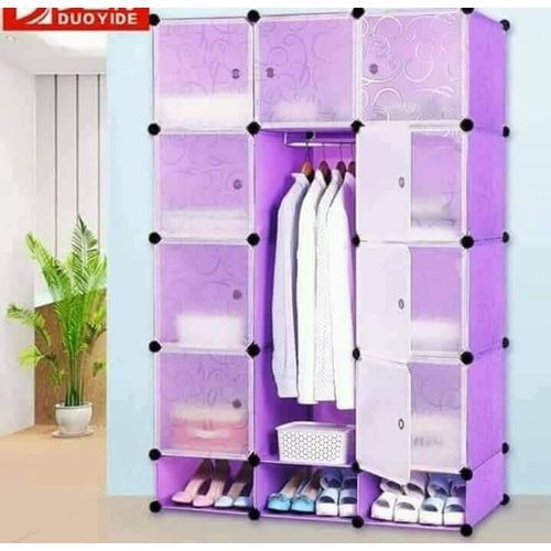 Portable 3 Column Plastic Wardrobe