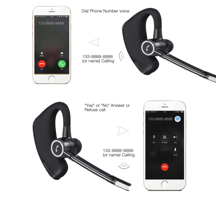 V8S Business Wireless Headset Bluetooth Headphones Handsfree With Microphone Stereo Music For Phones